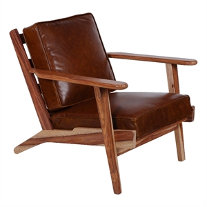 Pemberly Row Contemporary Leather Accent Chair in Natural Finish
