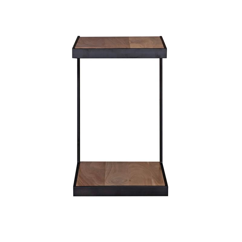 Pemberly Row Contemporary Solid Sheesham Wood C Table in Natural (Set of 2)