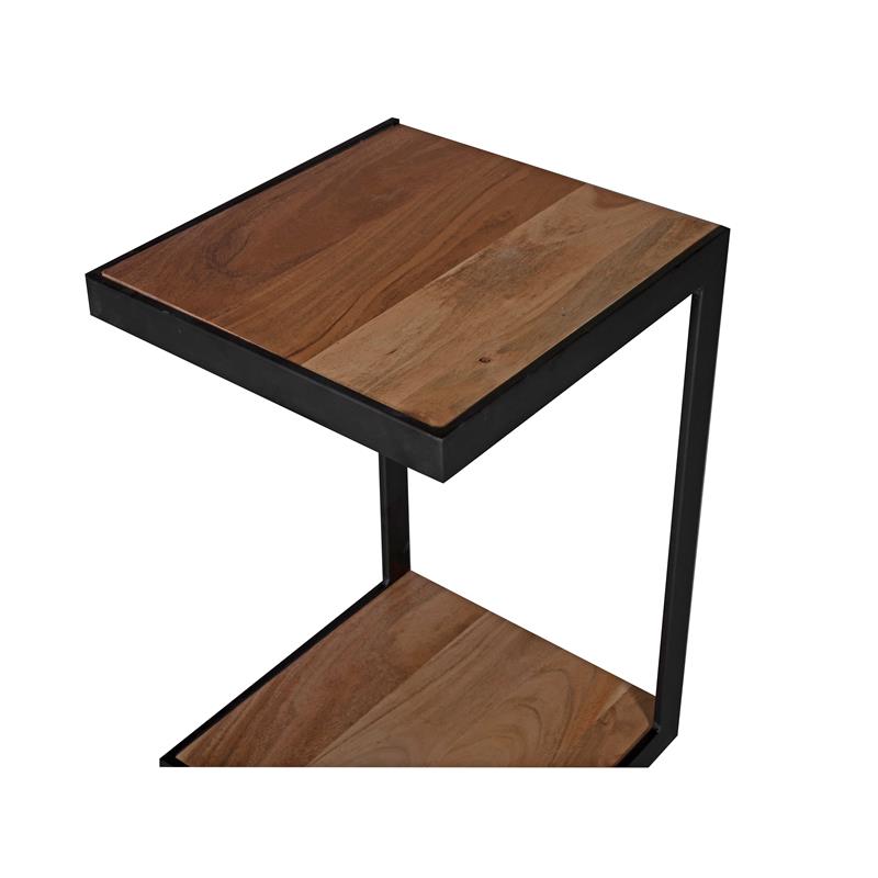 Pemberly Row Contemporary Solid Sheesham Wood C Table in Natural (Set of 2)