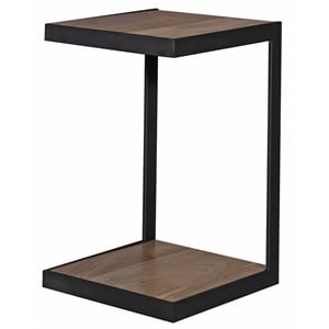 Pemberly Row Contemporary Solid Sheesham Wood C Table in Natural (Set of 2)