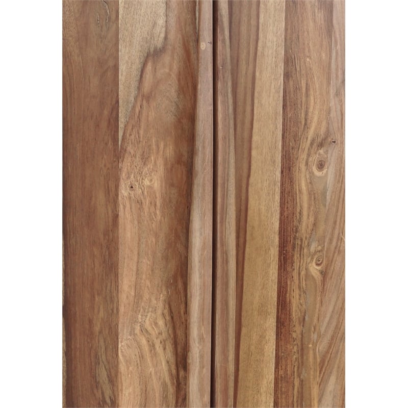 Pemberly Row Contemporary Solid Sheesham Wood Bar in Light Brown