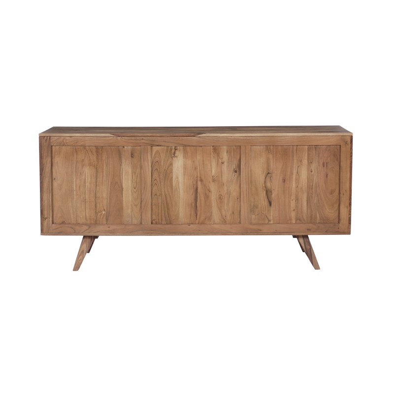 Pemberly Row Modern Solid Sheesham Wood Sideboard in Light Brown