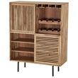 Pemberly Row Contemporary Solid Acacia Wood Bar in Natural Finish