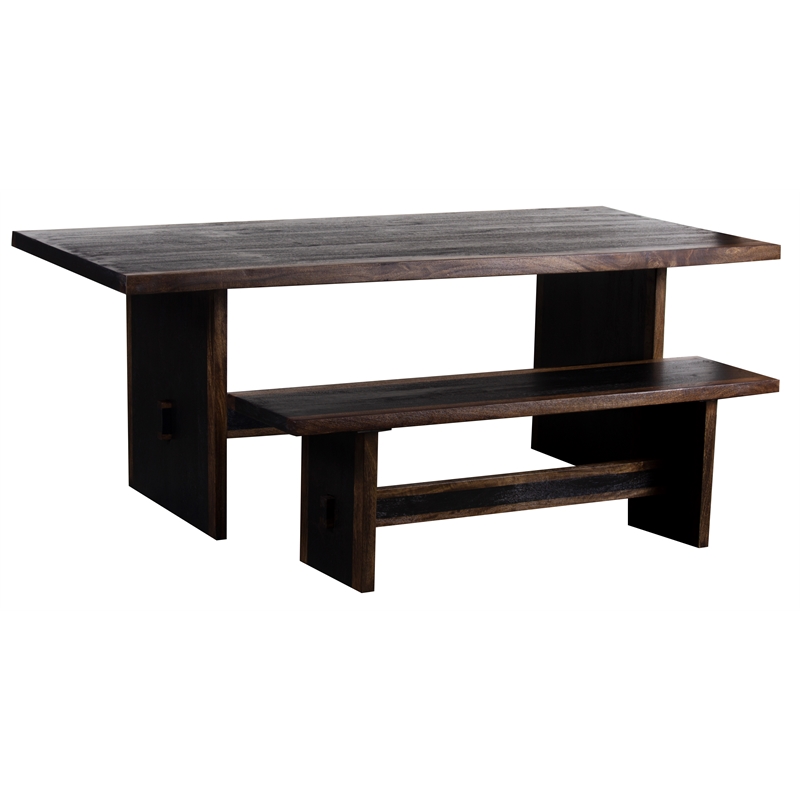 Pemberly Row Contemporary Solid Wood Dining Table in Black Finish