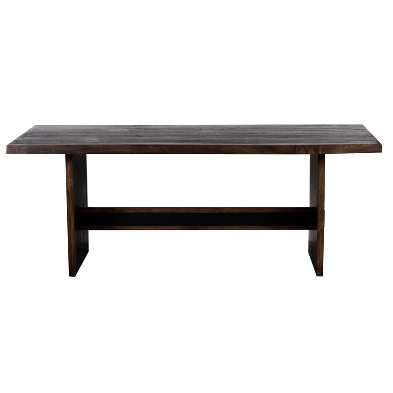 Pemberly Row Contemporary Solid Wood Dining Table in Black Finish