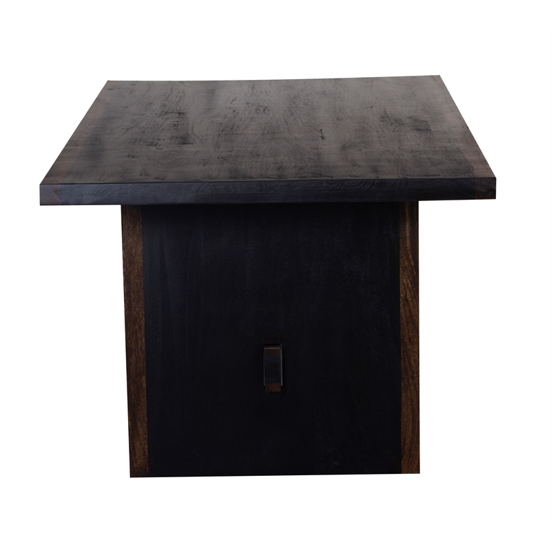 Pemberly Row Contemporary Solid Wood Dining Table in Black Finish
