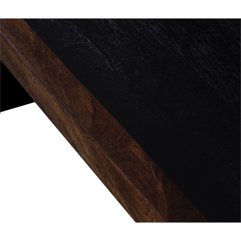 Pemberly Row Contemporary Solid Wood Dining Table in Black Finish