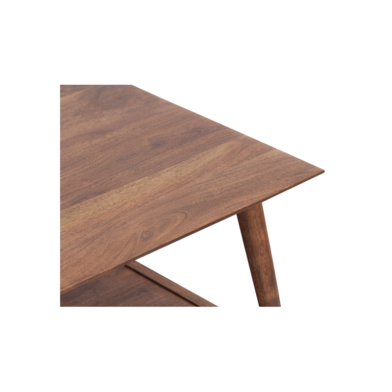 Pemberly Row Contemporary Solid Acacia Wood Coffee Table in Brown