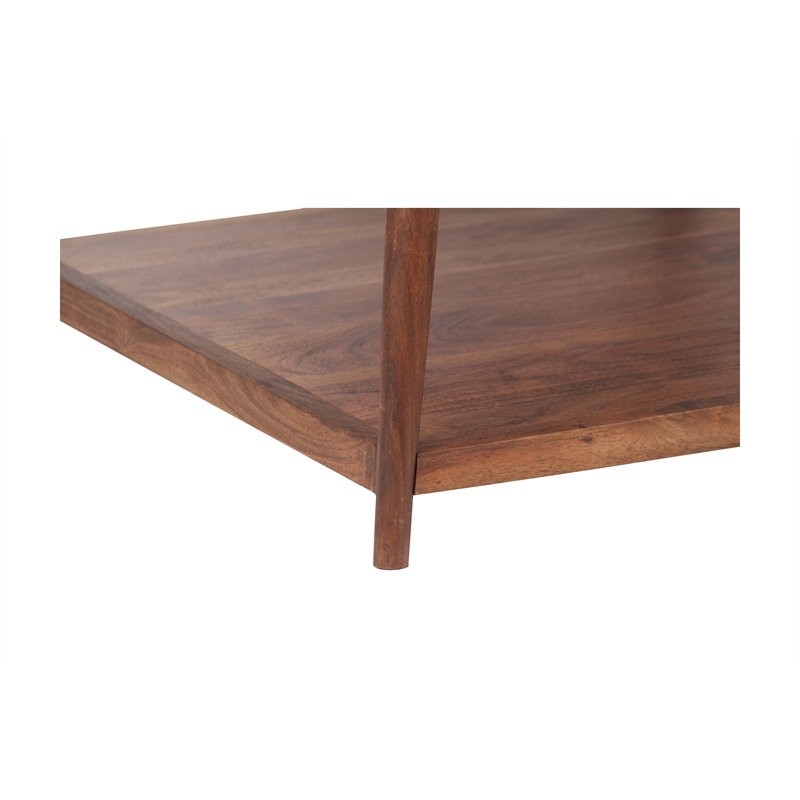 Pemberly Row Contemporary Solid Acacia Wood Coffee Table in Brown