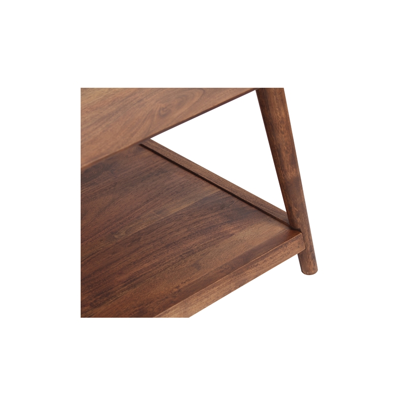 Pemberly Row Contemporary Solid Acacia Wood Coffee Table in Brown