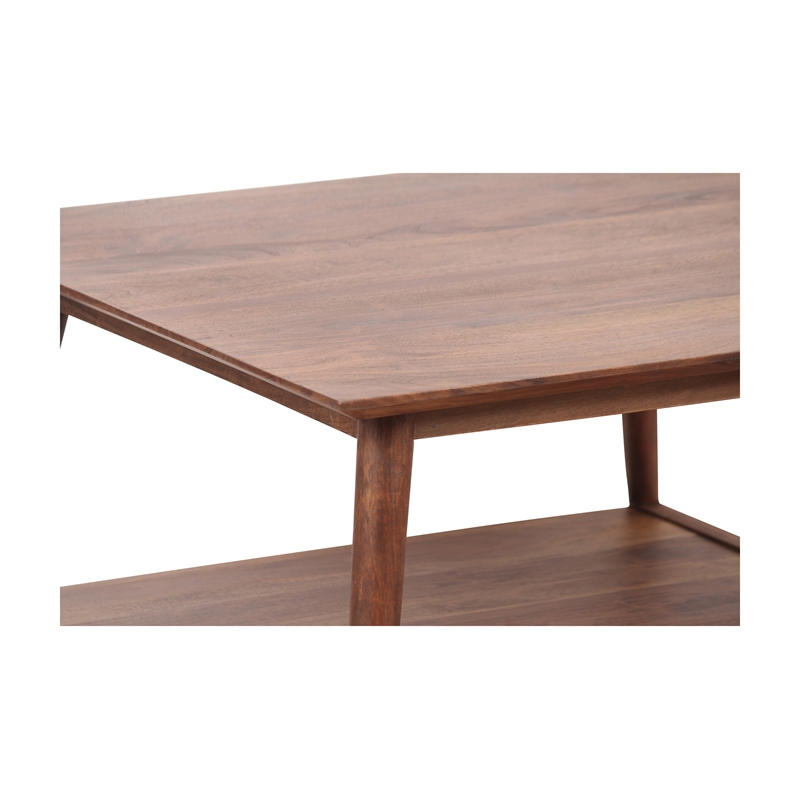 Pemberly Row Contemporary Solid Acacia Wood Coffee Table in Brown