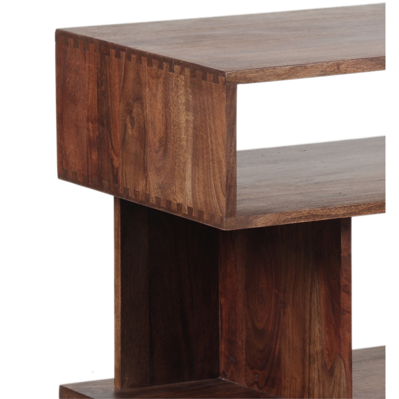 Pemberly Row Transitional Solid Wood Console Table in Brown Finish