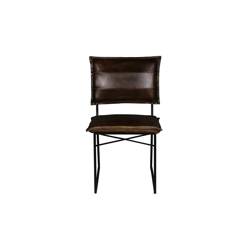 Pemberly Row Modern Top Leather Dining Chair in Dark Brown (Set of 2)