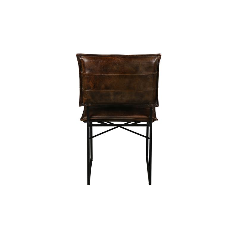 Pemberly Row Modern Top Leather Dining Chair in Dark Brown (Set of 2)