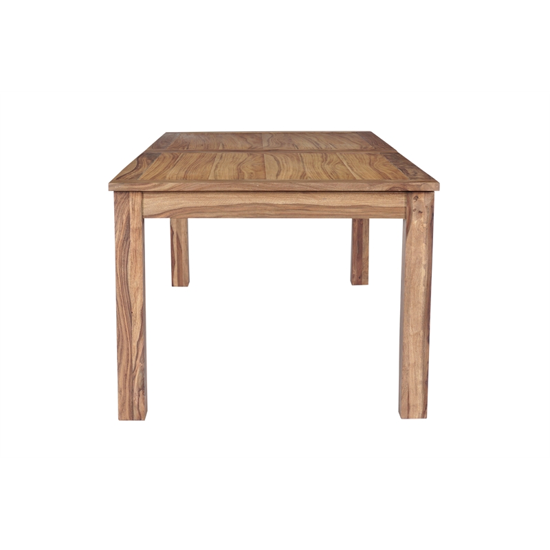 Pemberly Row Solid Sheesham Wood Double Leaf Dining Table in Brown