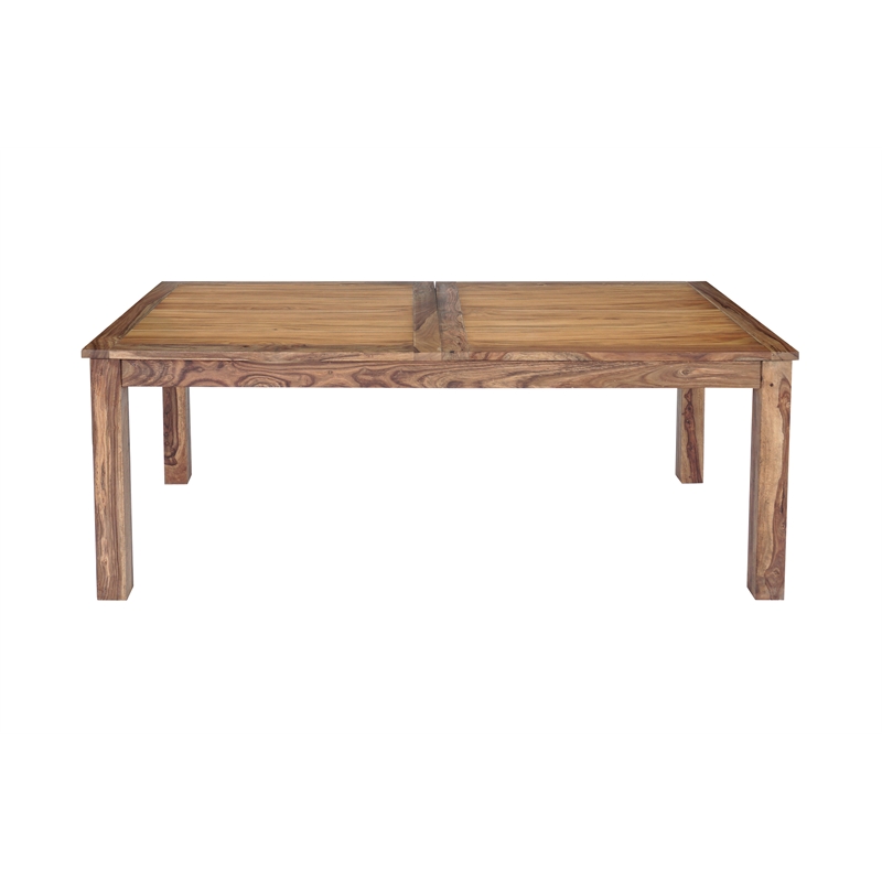 Pemberly Row Solid Sheesham Wood Double Leaf Dining Table in Brown