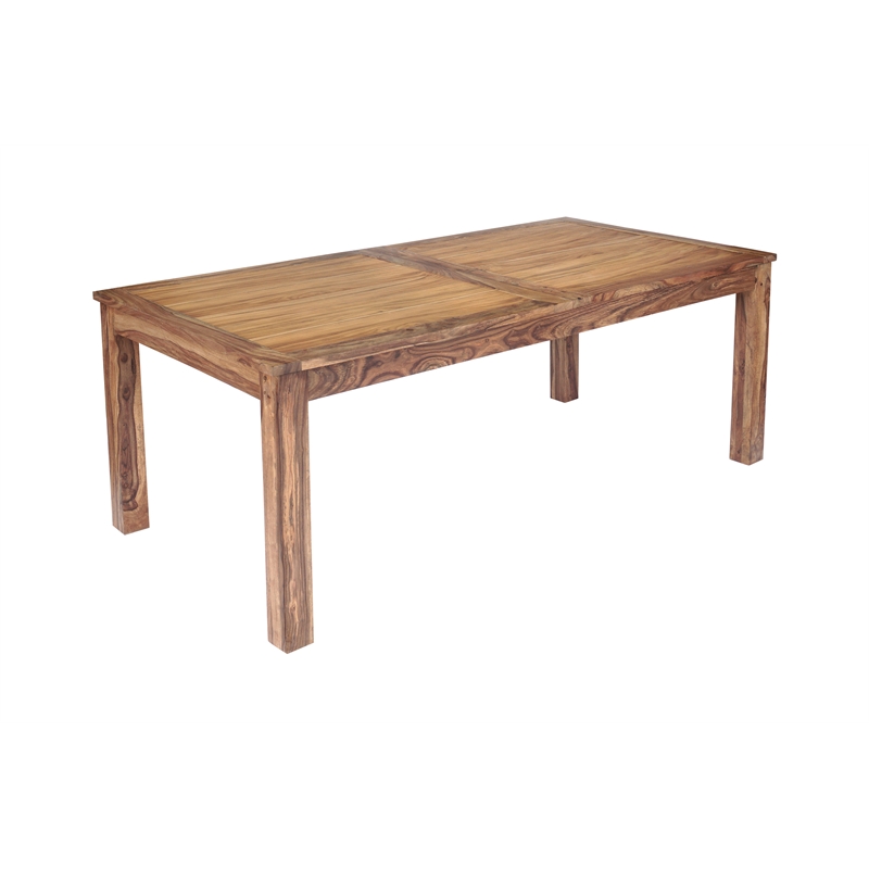 Pemberly Row Solid Sheesham Wood Double Leaf Dining Table in Brown