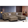Pemberly Row Brown Fabric Sectional Right-Faced Chaise-Ottoman & 2 Throw Pillows
