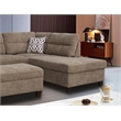 Pemberly Row Brown Fabric Sectional Right-Faced Chaise-Ottoman & 2 Throw Pillows