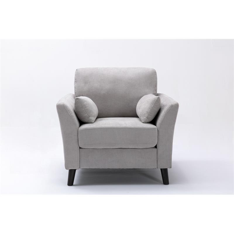 Pemberly Row Light Gray Woven Fabric Sofa Loveseat Chair Living Room Set