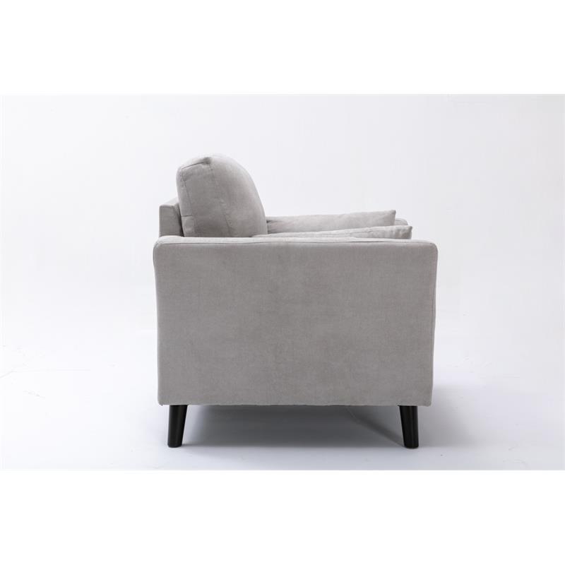 Pemberly Row Light Gray Woven Fabric Sofa Loveseat Chair Living Room Set