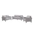 Pemberly Row Light Gray Woven Fabric Sofa Loveseat Chair Living Room Set