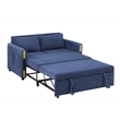 Pemberly Row Navy Teddy Velvet Fabric Sleeper Loveseat with Side Pockets