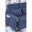 Pemberly Row Navy Teddy Velvet Fabric Sleeper Loveseat with Side Pockets