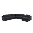 Pemberly Row Dark Gray Fabric Sectional Chaise Cupholders Charging Ports