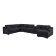 Pemberly Row Dark Gray Fabric Sectional Chaise Cupholders Charging Ports