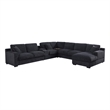 Pemberly Row Dark Gray Fabric Sectional Chaise Cupholders Charging Ports