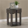 Pemberly Row Light Brown Engineered Wood Round End Table with USB Ports