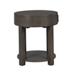 Pemberly Row Light Brown Engineered Wood Round End Table with USB Ports