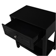 Pemberly Row Black Engineered Wood End Side Table Nightstand w/ Glass Top Drawer