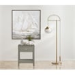 Pemberly Row Taupe Engineered Wood End Side Table Nightstand w/ Glass Top Drawer