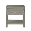 Pemberly Row Taupe Engineered Wood End Side Table Nightstand w/ Glass Top Drawer