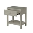 Pemberly Row Taupe Engineered Wood End Side Table Nightstand w/ Glass Top Drawer