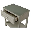 Pemberly Row Taupe Engineered Wood End Side Table Nightstand w/ Glass Top Drawer