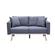 Pemberly Row Dark Gray Linen Fabric Sofa Loveseat Living Room Set with USB Ports