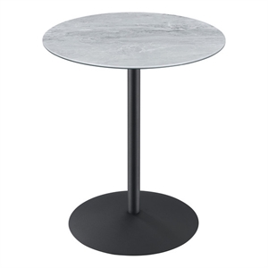 Pemberly Row 17.5&quot Round End Table with Gray Marble Textured Glass Top