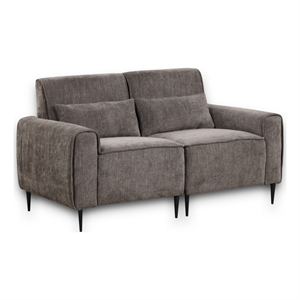 Pemberly Row Gray Chenille Loveseat with Metal Legs and Throw Pillows