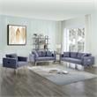 Pemberly Row Dark Gray Fabric Sofa Loveseat Chair Living Room Set with USB Ports