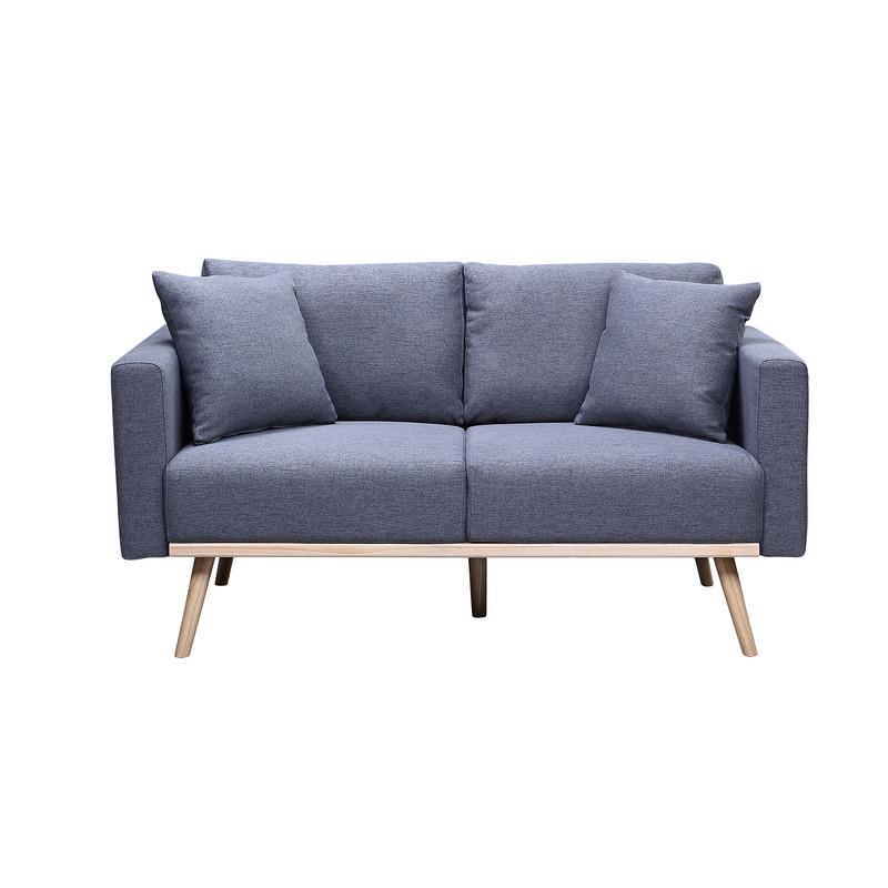 Pemberly Row Dark Gray Fabric Sofa Loveseat Chair Living Room Set with USB Ports