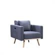 Pemberly Row Dark Gray Fabric Sofa Loveseat Chair Living Room Set with USB Ports