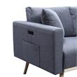 Pemberly Row Dark Gray Fabric Sofa Loveseat Chair Living Room Set with USB Ports