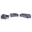 Pemberly Row Dark Gray Fabric Sofa Loveseat Chair Living Room Set with USB Ports