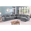 Pemberly Row Light Gray Sectional Right-Facing Chaise Cupholders Charging Ports