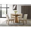 Pemberly Row Driftwood Finish Wood 5 Pc Dining Table Set w/ Beige Fabric Chairs