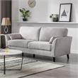 Pemberly Row Light Gray Woven Fabric Sofa with Solid Wood Legs & Accent Pillows