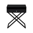 Pemberly Row Black Wood End Side Table Nightstand w/ Glass Top Drawe